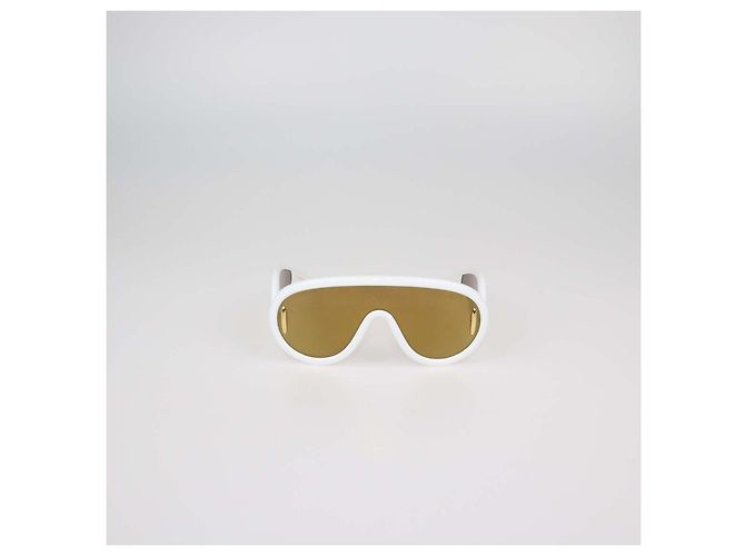 Gafas de sol Loewe White Mirrored Anagram Wave Mask Blanco