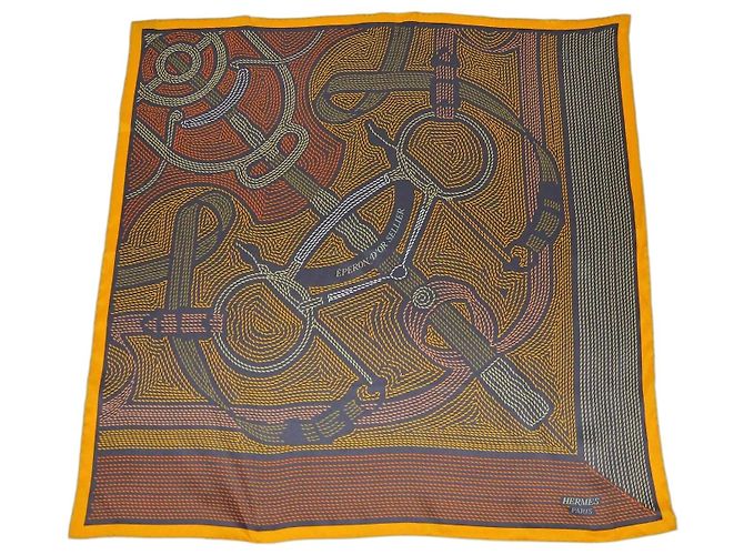 Hermès Foulard Hermes Multicolor Silk Eperon D'Or Sellier 70 Multicolore