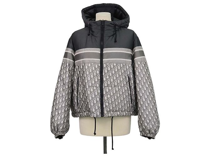 Christian Dior Grey Oblique Polyester Puffer Reversible Jacket
