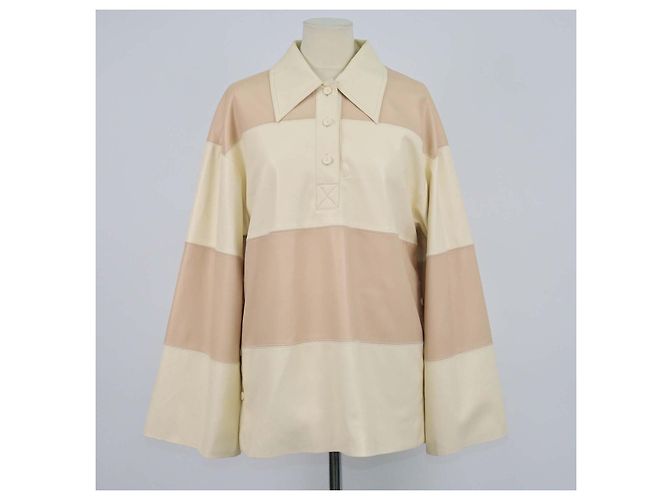Nanushka Mini Abito in Patchwork di Eco-pelle Beige e Crema