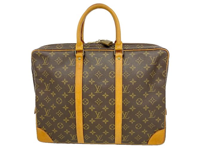 Louis Vuitton Monogram Portedocuments Voyage Bag Brown