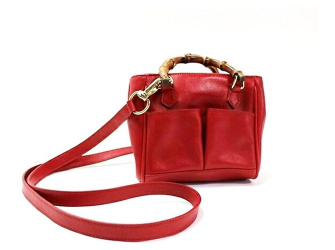 Bolsa de Ombro Gucci Bamboo Vermelho Cru