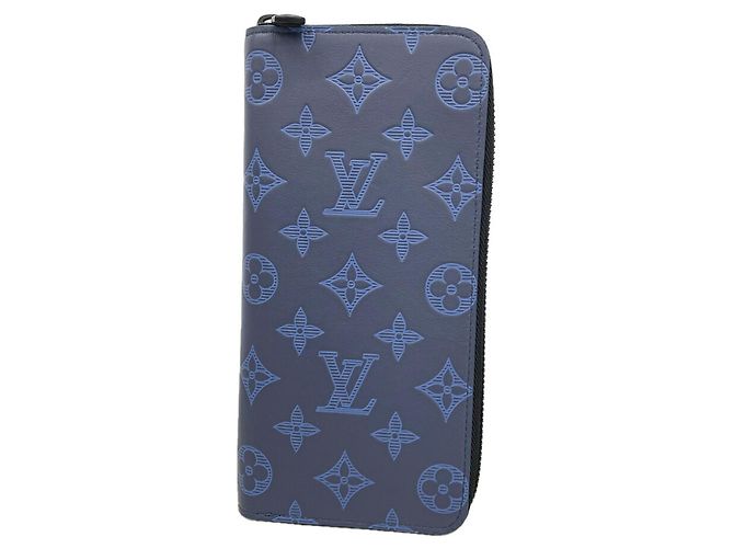 Louis Vuitton Monogram Shadow Zippy Wallet Blue Navy blue