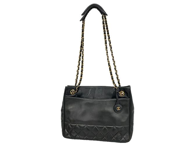 Chanel Matelassé Lammleder Chain Tote Bag Schwarz