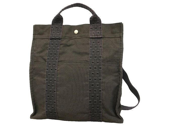 Hermès Hermes Gray Nylon Backpack Brown