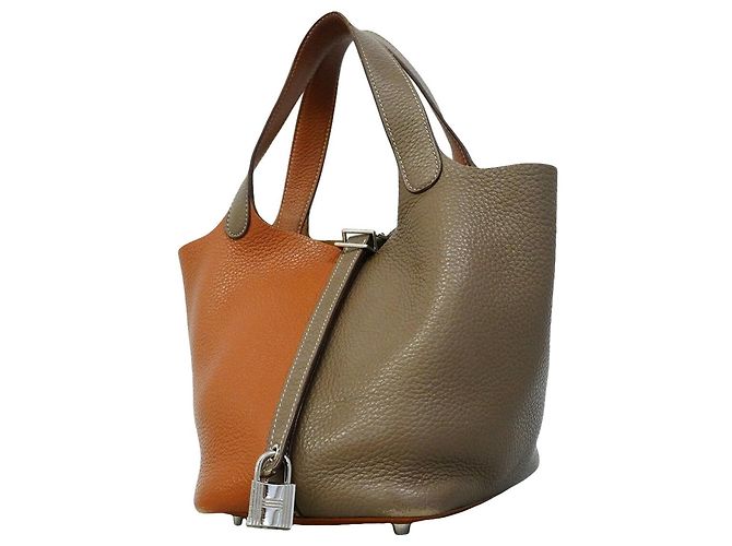 Hermès Borsa Hermes Picotin Lock Casaque PM D'oro Taupe