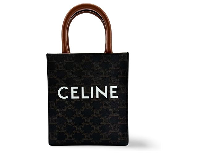 Céline Celine Vertical Cabas Triomphe Coated Canvas Large Braun