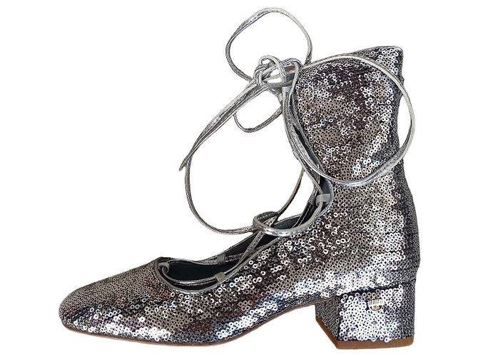 Chiara Ferragni silberne Glitzer-Stiefeletten