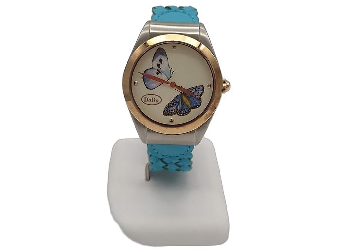 Autre Marque Relógio DoDo com borboletas Azul Dourado