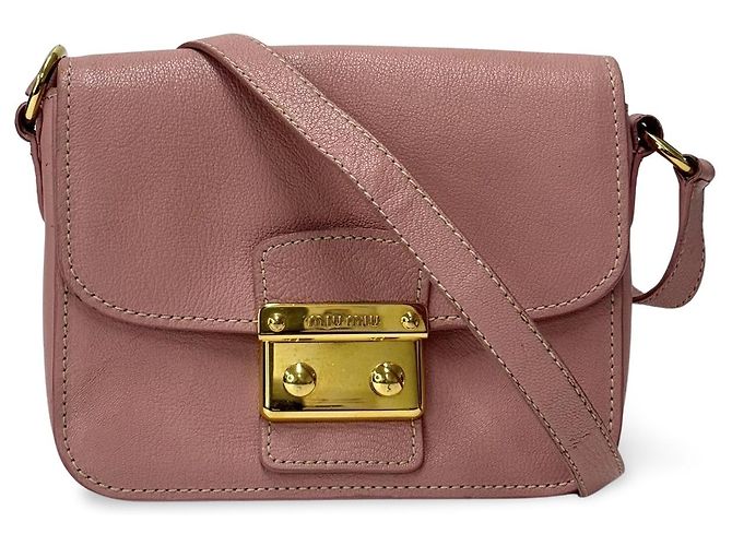 Bolsa Crossbody Miu Miu em couro com tachas Small Rosa