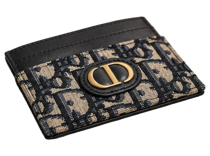 Autre Marque Dior Oblique Card Holder Black Beige Monogram