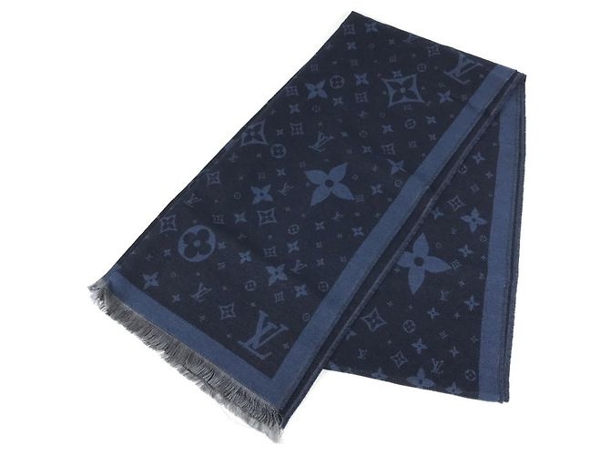Sciarpa in lana e seta Monogram Louis Vuitton Blu Monogramma