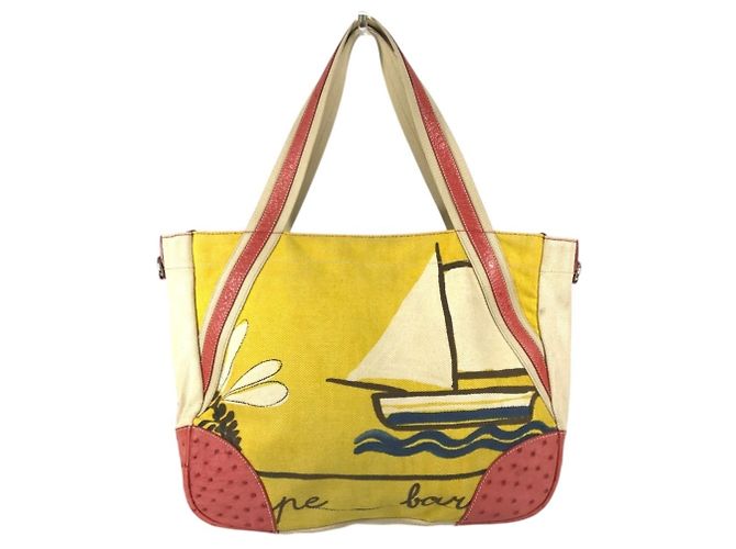 Prada All-Over Print Shoulder and Tote Bag Red Beige Yellow