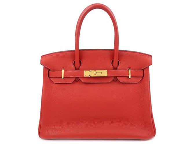 Hermès Hermes Birkin Red Togo com Gold Hardware 30 Vermelho