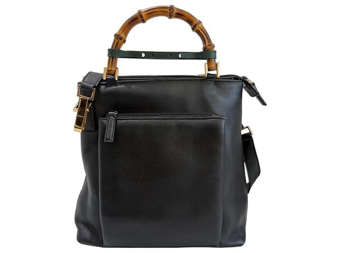 Gucci Bamboo Borsa in pelle 2 vie nera Nero