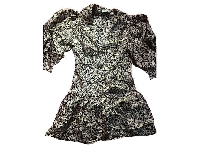 Vestido de seda Sandro estampado floral Negro Beige