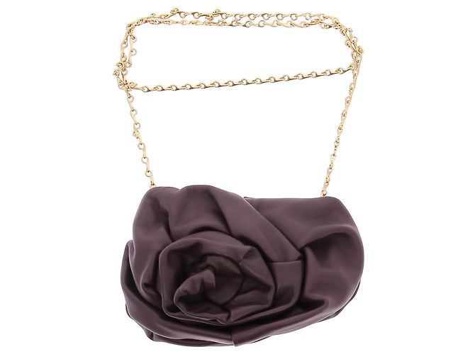 Burberry Bolsa de couro roxa com alça de corrente Roxo