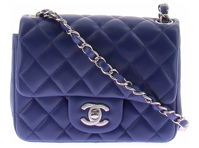 Chanel Sac Flap en cuir bleu