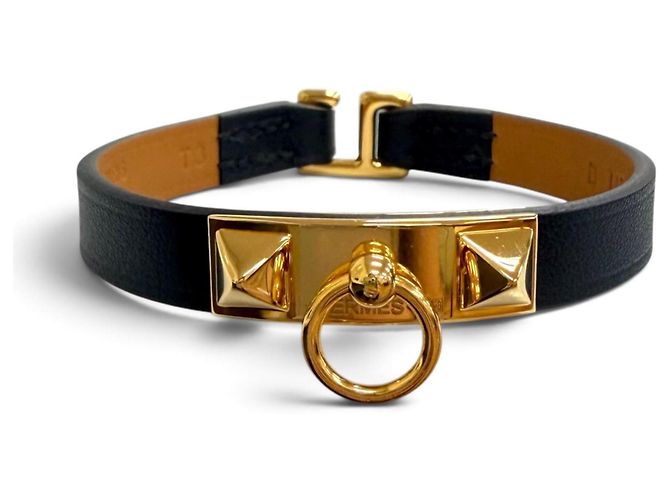 Hermès Hermes Micro Rival Armband aus Swift-Leder Schwarz