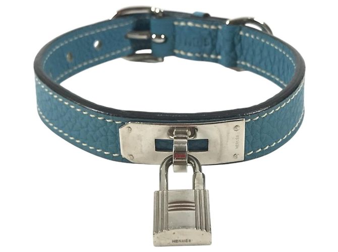 Hermès Collare per cani Hermes Kelly Argento Blu