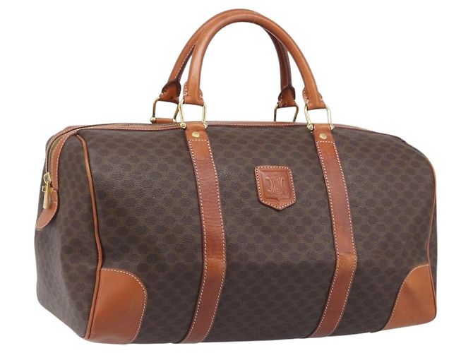 Céline CELINE Bolsa Boston Macadam PVC Couro Castanho Tom Dourado