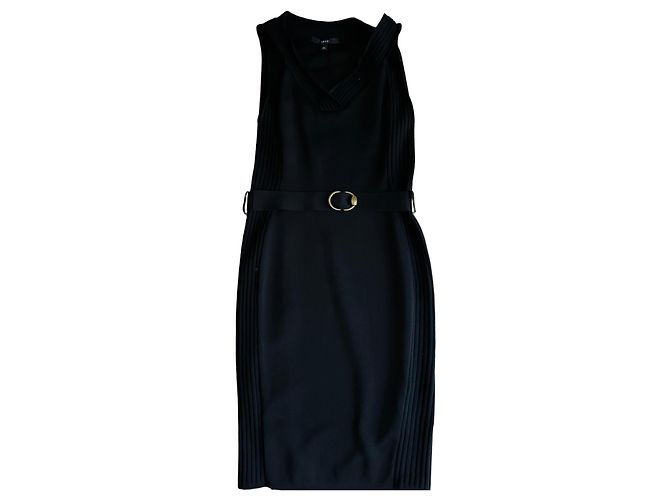 Gucci schwarzes ärmelloses Strickkleid mit Gürtel
