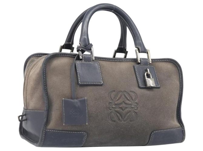 LOEWE Americana 28 Handtasche Wildleder Grau Silber
