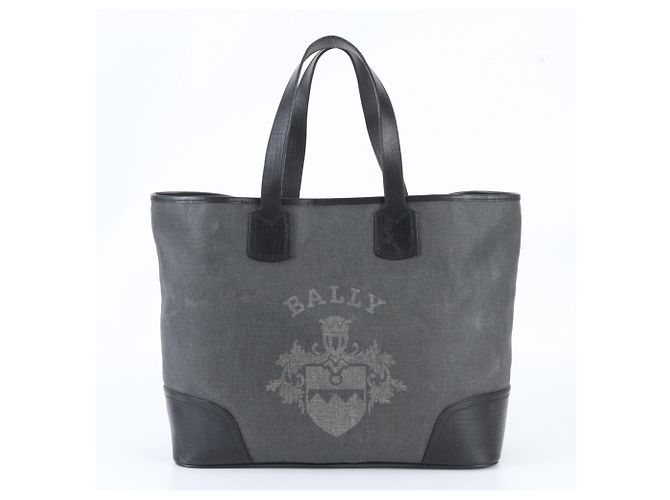 Sac cabas en cuir Bally Emblem Logo Marron Noir