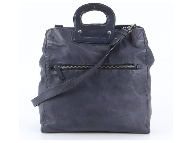 Miu Miu Leather 2-Way Shoulder Bag Navy blue