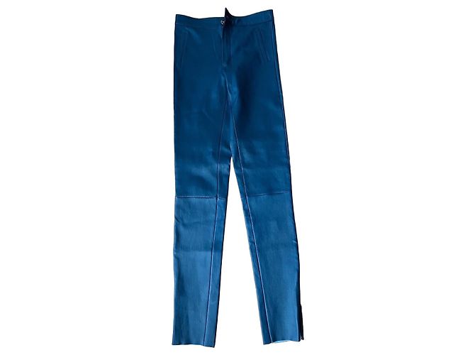 Max & Moi Pantalones Slim de Cuero Azules Azul oscuro
