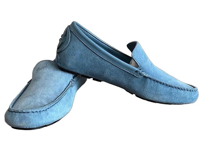 Gucci Mocassins en daim bleu clair