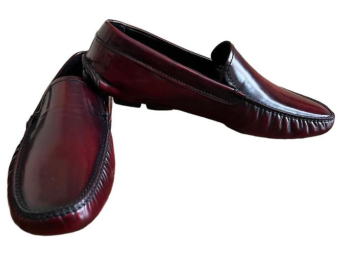 Prada Leder Loafer Herren Bordeauxrot
