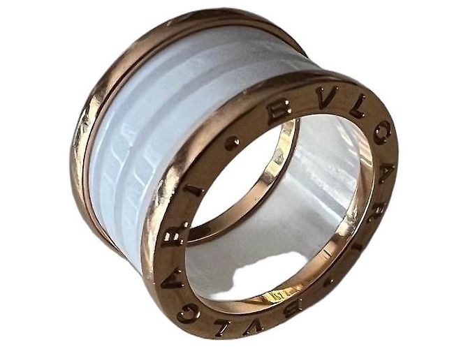 Anello Bulgari B.zero1 in oro rosa 18K e ceramica bianca Bianco D'oro