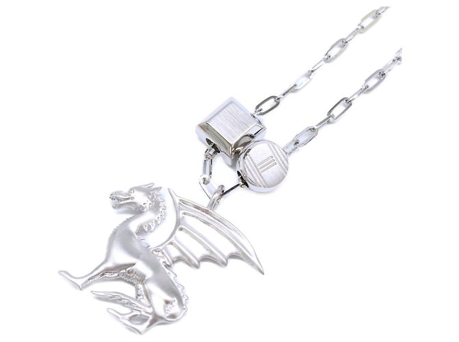 Hermès Collar con colgante HERMES Dragon Talisman Plata