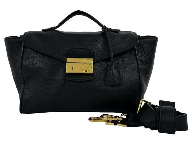 Borsa a tracolla 2-Way in pelle nera Prada Nero