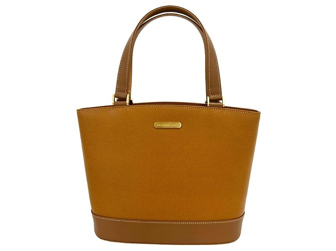 Borsa Tote in pelle Burberry Vintage Logo Hardware Nova Check Pattern Marrone