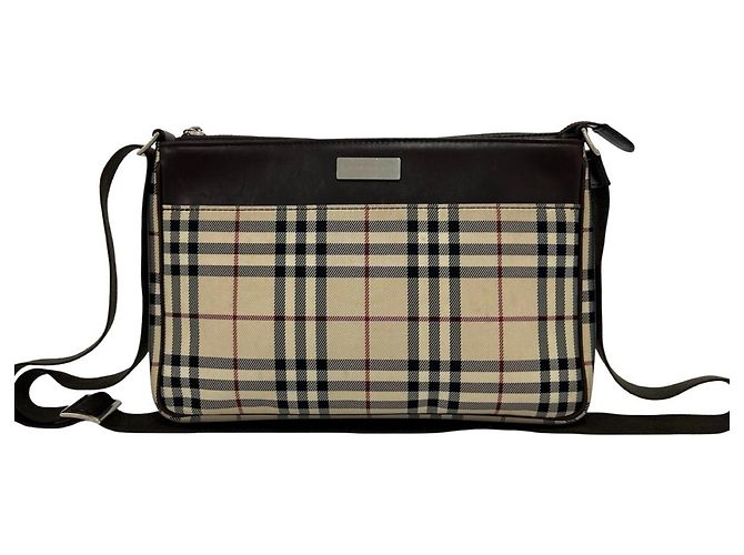Borsa a tracolla Burberry Nova Check Marrone Beige