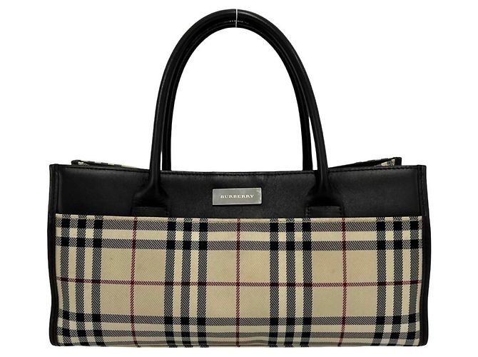Bolsa Burberry Nova Check em lona e couro Marrom Bege