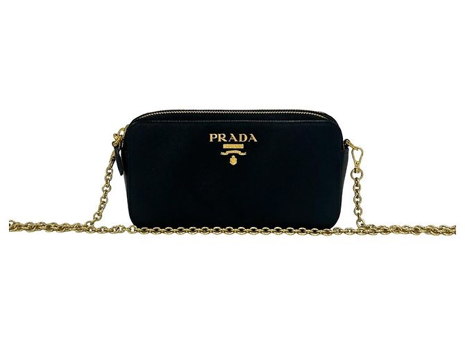 Mini borsa a tracolla Prada in pelle Saffiano Nero