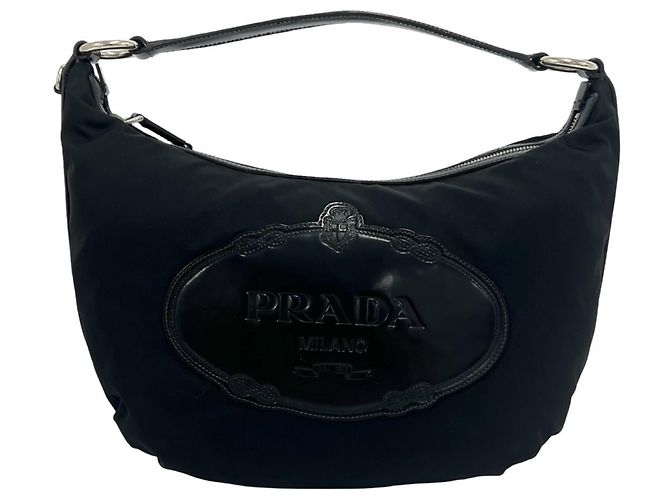 Saco Tote de Ombro Prada em Nylon Tessuto Pocono Preto