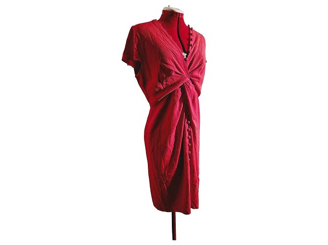 Paule Ka 'Geranium' rotes Kleid aus Triacetat und Polyester