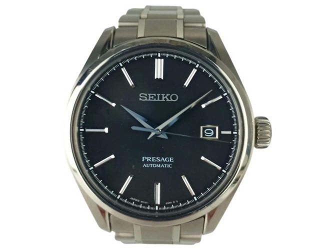 SEIKO Presage Black Silver Titanium Men's Analog Watch