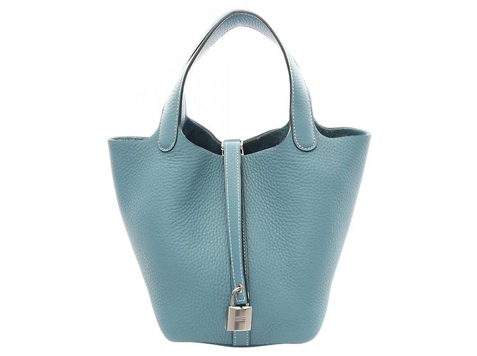 Hermès Bolsa Hermes Picotin Lock PM em New Blue Jean Azul
