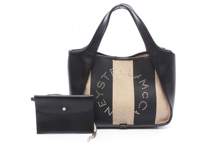 Stella Mc Cartney Borsa Tote Stella McCartney Logo Nero Beige