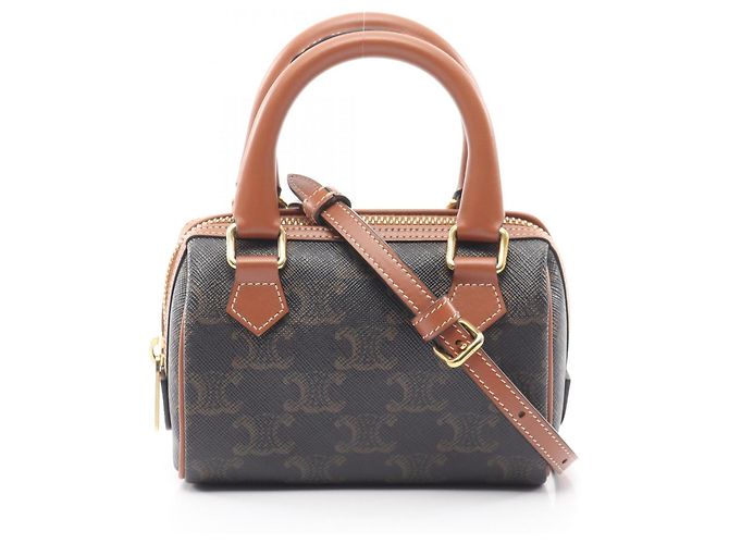 Céline Bolsa 2-Way Celine Triomphe Marrom Preto