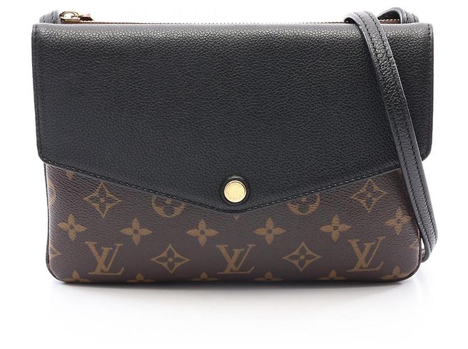 Bolsa de Ombro Louis Vuitton Twice Monogram Noir Marrom Preto