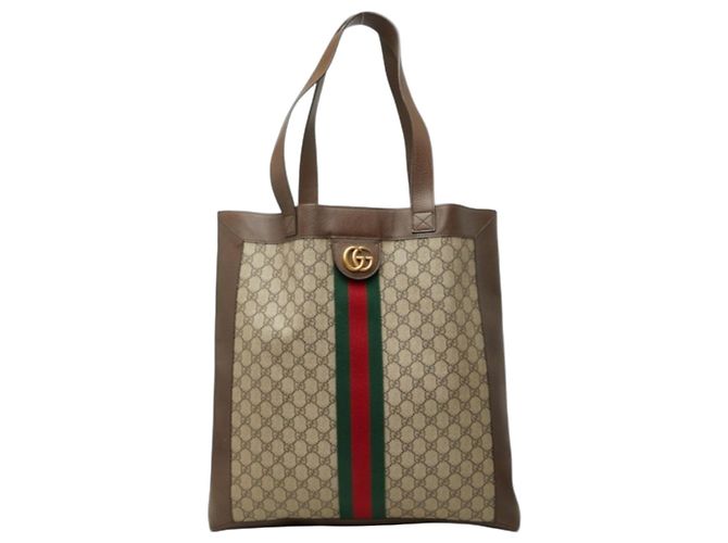 Sac cabas Gucci GG Supreme Ophidia Marron Beige
