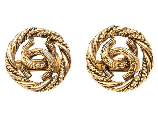 Boucles d'oreilles Chanel Coco Mark Round Twist Doré