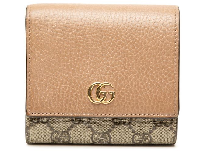 Gucci GG Supreme Bi-fold Wallet Brown Beige
