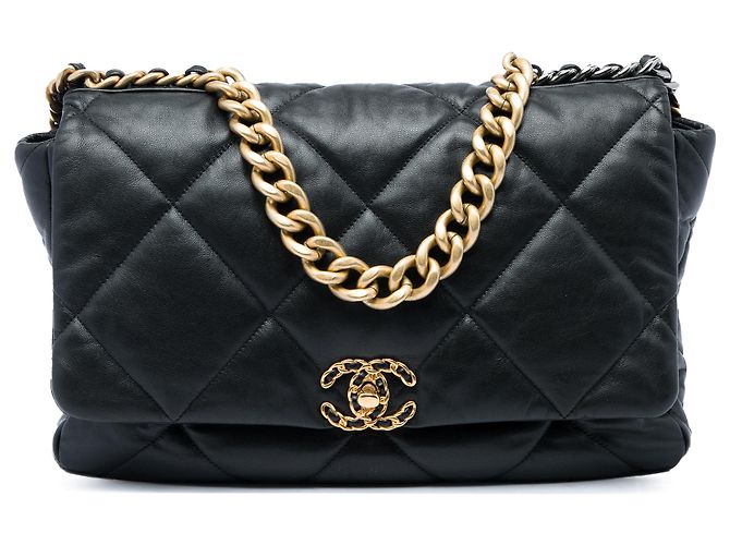 Chanel Black Maxi Lambskin 19 Flap Schwarz